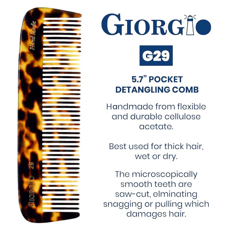 Giorgio G29 Handmade All Fine Tooth Pocket Comb for Men, Hair Comb Straightener for Everyday Grooming Styling Hair, Mustache and Beard for Men Women and Kids, Use Wet or Dry, Saw Cut and Hand Polished - Image 2